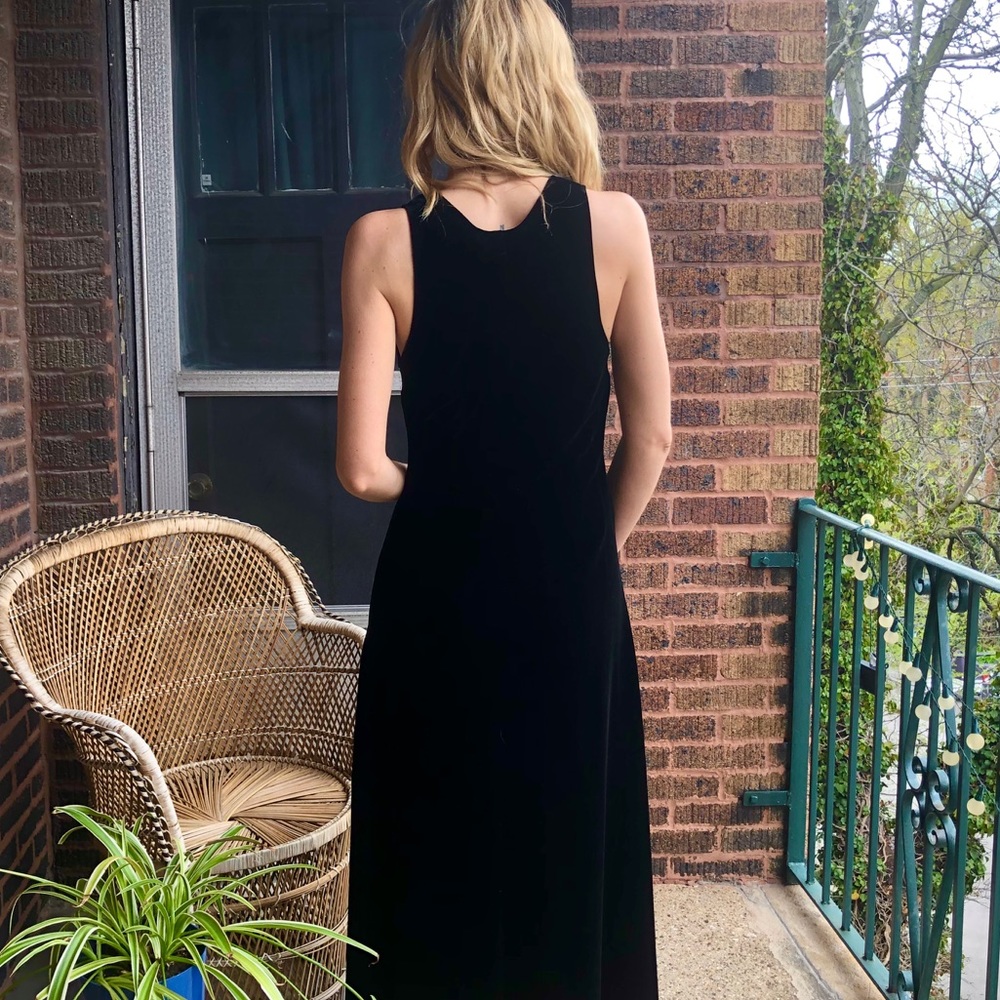 Vintage Silk & Velvet Black Dress - Picture 6 of 8